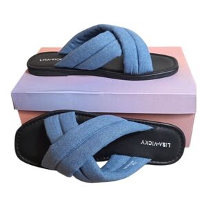 Lisa Vicky Mentor V Chambray Denim Sandals 9 1/2 Medium